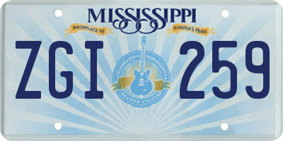 MS license plate ZGI259
