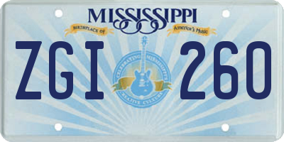 MS license plate ZGI260