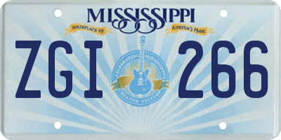 MS license plate ZGI266