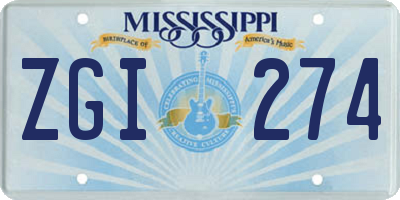 MS license plate ZGI274