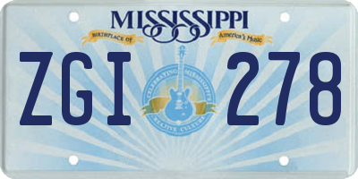 MS license plate ZGI278