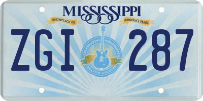 MS license plate ZGI287