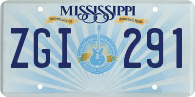MS license plate ZGI291