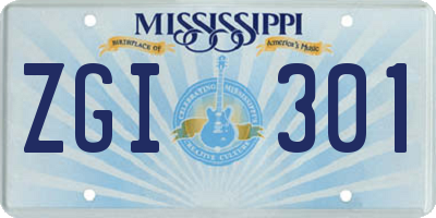MS license plate ZGI301