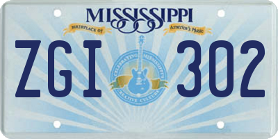 MS license plate ZGI302