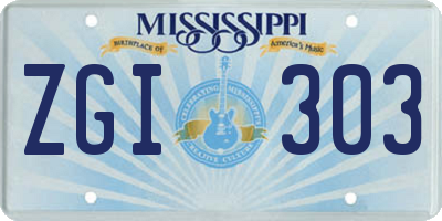 MS license plate ZGI303