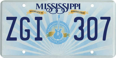 MS license plate ZGI307