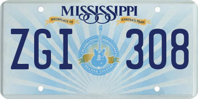 MS license plate ZGI308
