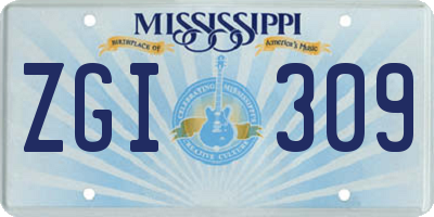 MS license plate ZGI309