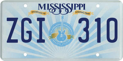 MS license plate ZGI310