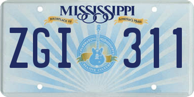 MS license plate ZGI311
