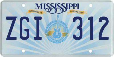 MS license plate ZGI312