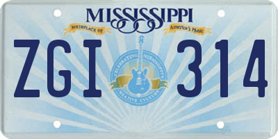 MS license plate ZGI314