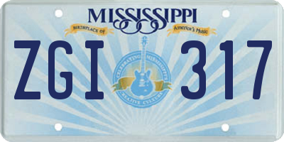 MS license plate ZGI317
