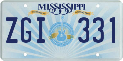 MS license plate ZGI331