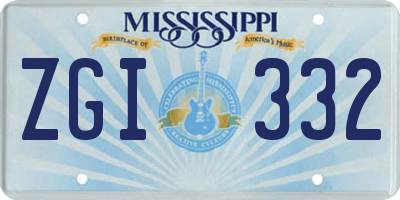 MS license plate ZGI332