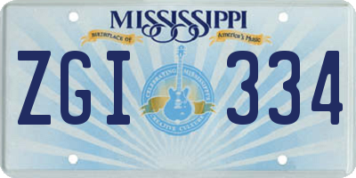 MS license plate ZGI334