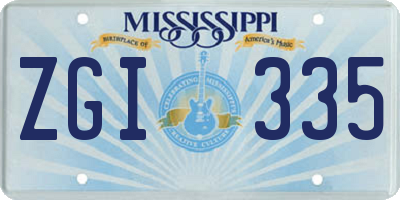 MS license plate ZGI335