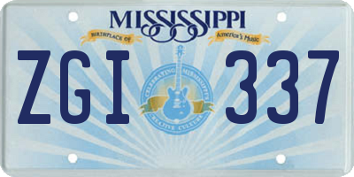 MS license plate ZGI337