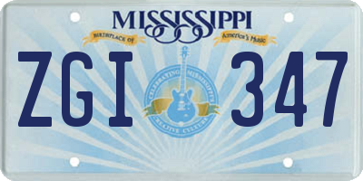 MS license plate ZGI347