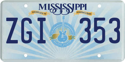 MS license plate ZGI353