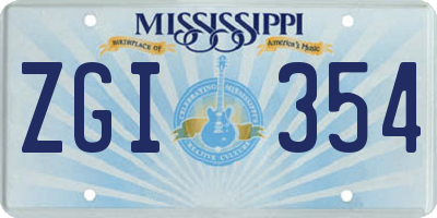 MS license plate ZGI354