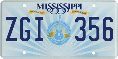 MS license plate ZGI356