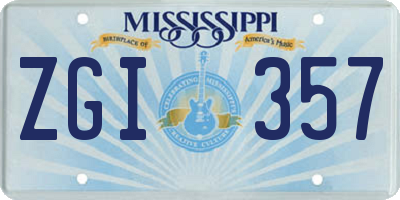 MS license plate ZGI357