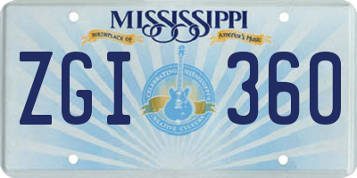 MS license plate ZGI360