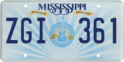 MS license plate ZGI361