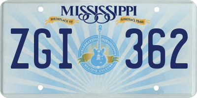 MS license plate ZGI362