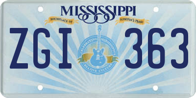 MS license plate ZGI363