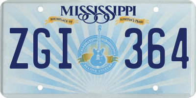 MS license plate ZGI364