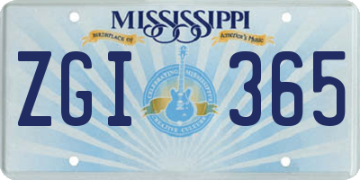 MS license plate ZGI365