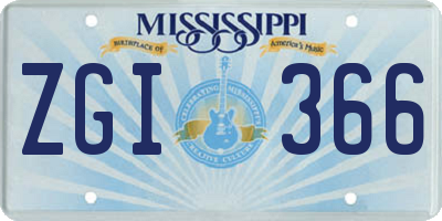 MS license plate ZGI366
