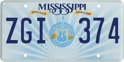 MS license plate ZGI374