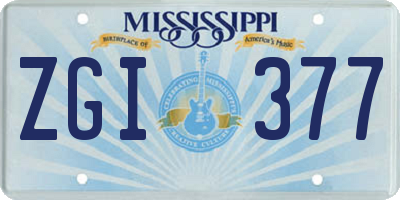 MS license plate ZGI377