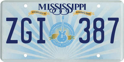 MS license plate ZGI387