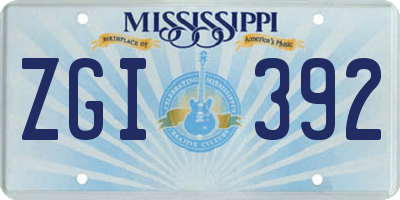 MS license plate ZGI392