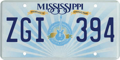 MS license plate ZGI394