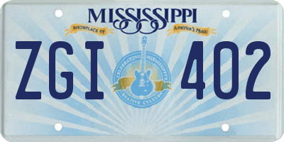 MS license plate ZGI402