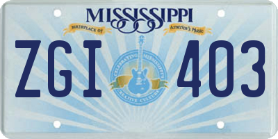 MS license plate ZGI403