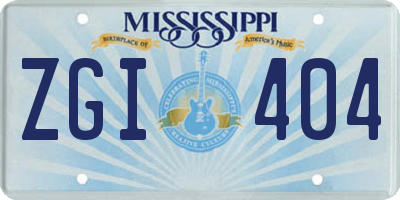 MS license plate ZGI404