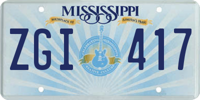 MS license plate ZGI417