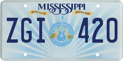 MS license plate ZGI420