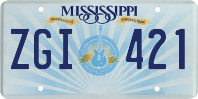 MS license plate ZGI421