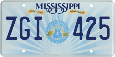 MS license plate ZGI425
