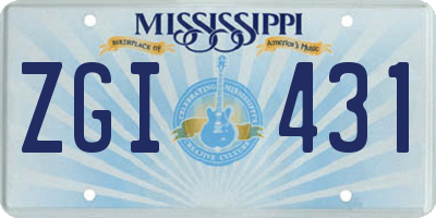 MS license plate ZGI431