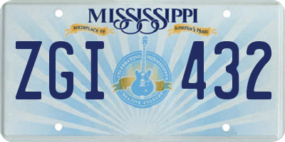 MS license plate ZGI432