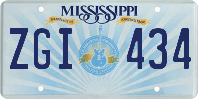 MS license plate ZGI434